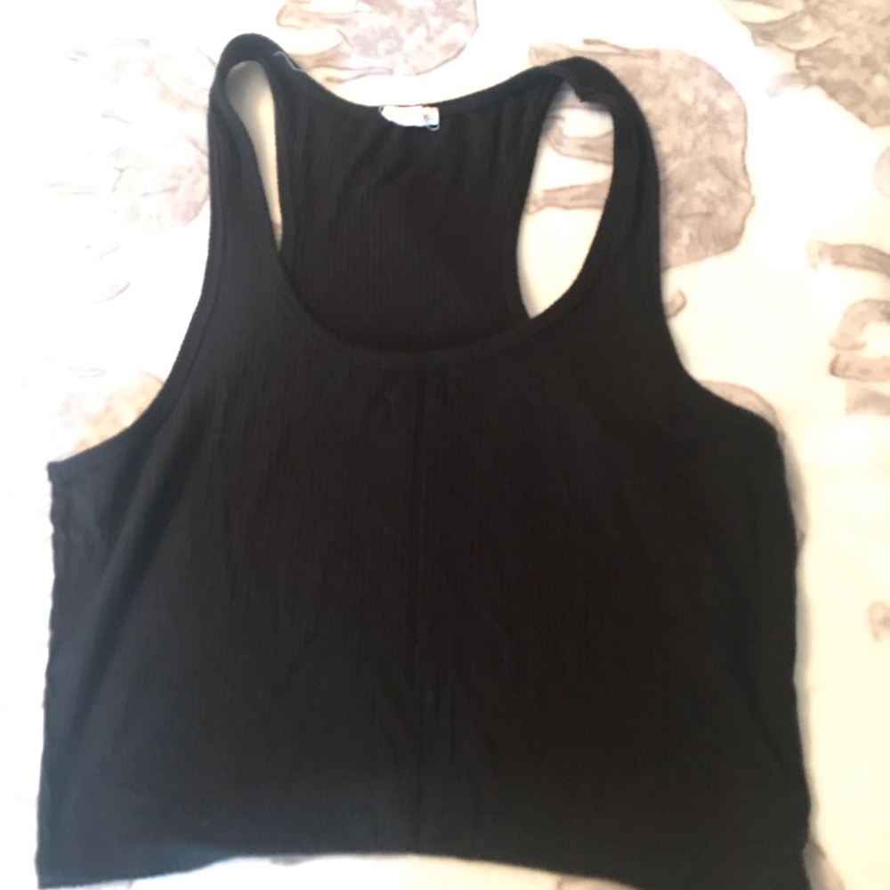 black ribbed crop top